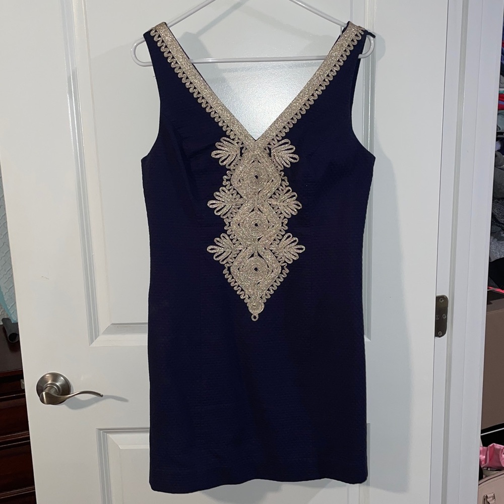Lilly Pulitzer Navy and Gold Dress, Size 6
